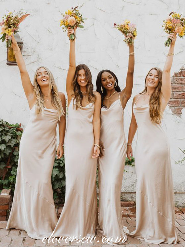 Beigi Spaghetti Strap Column Simple Elegant Long Bridesmaid Dresses, CB0291 Beigi Spaghetti Strap Column Simple Elegant Long Bridesmaid Dresses, CB0291