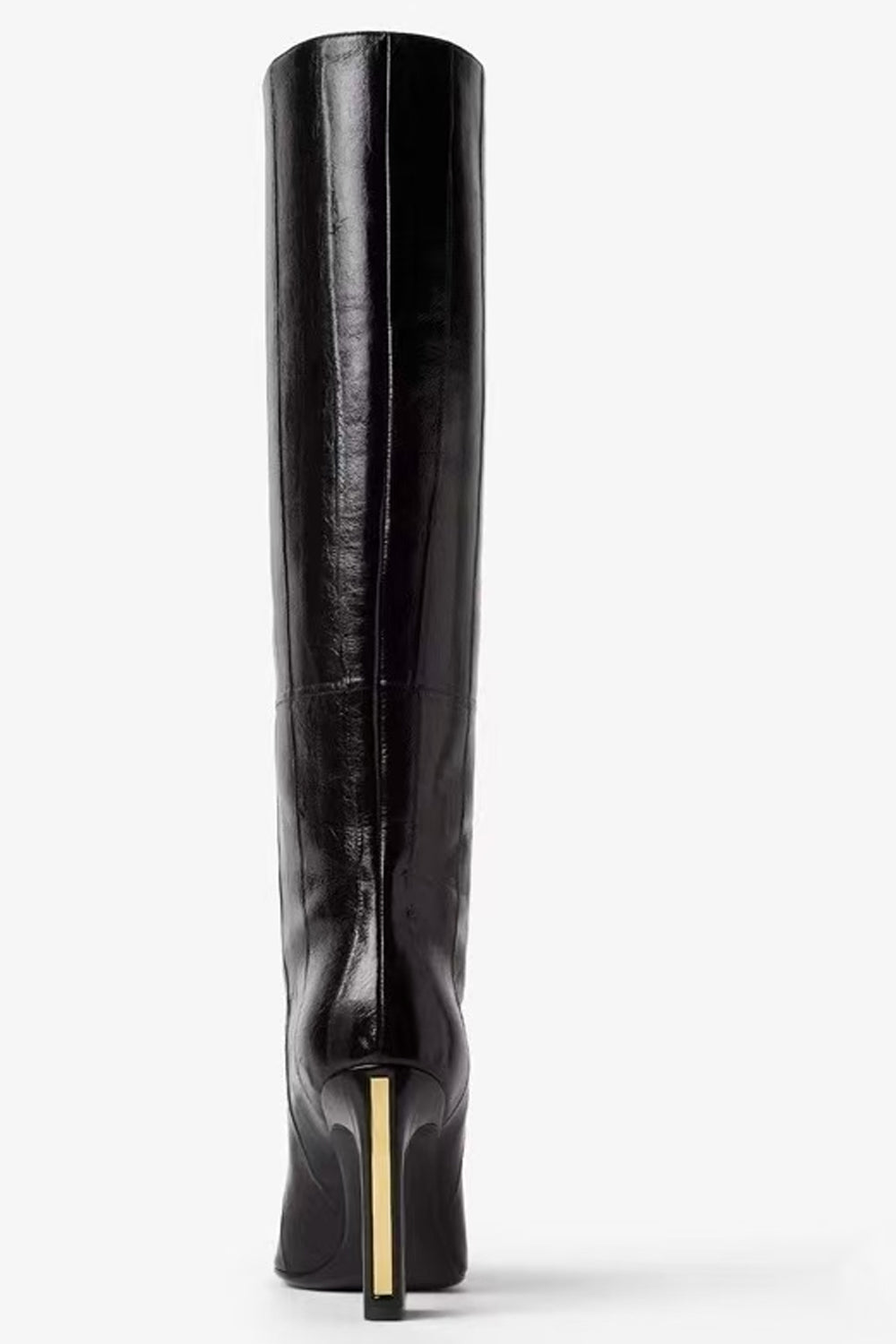 Black Knee-High Fashion Boots with Square Toe Unique Heels