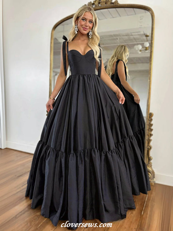Simple Sweetheart Neck Black Satin Long Prom Dresses, Long Black Formal Graduation Evening Dresses, US 12 / Custom Color / No Rush Simple Sweetheart Neck Black Satin Long Prom Dresses, Long Black Formal Graduation Evening Dresses, US 12 / Custom Color / No Rush