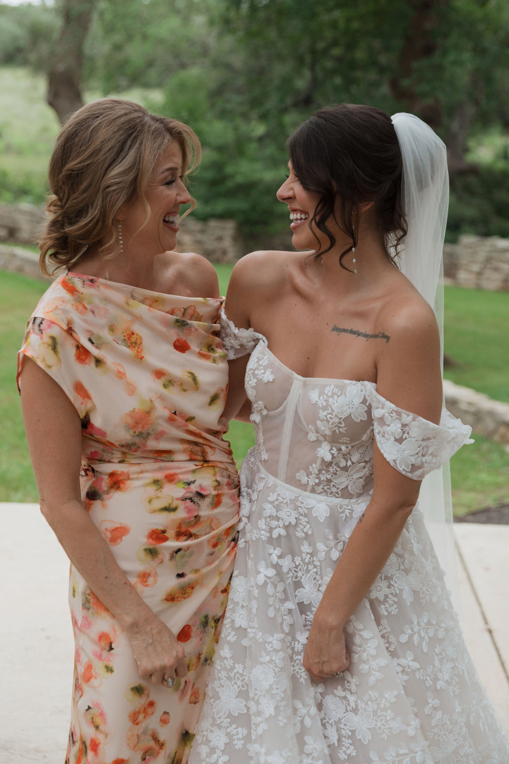 Floral Lace Off The Shoulder Illusion A-line Wedding Dresses, CW0433