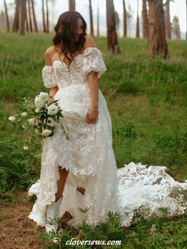 Off White Fully Lace Off The Shoulder Sweetheart A-line Mountain Weddi clover sew Off White Fully Lace Off The Shoulder Sweetheart A-line Mountain Weddi clover sew