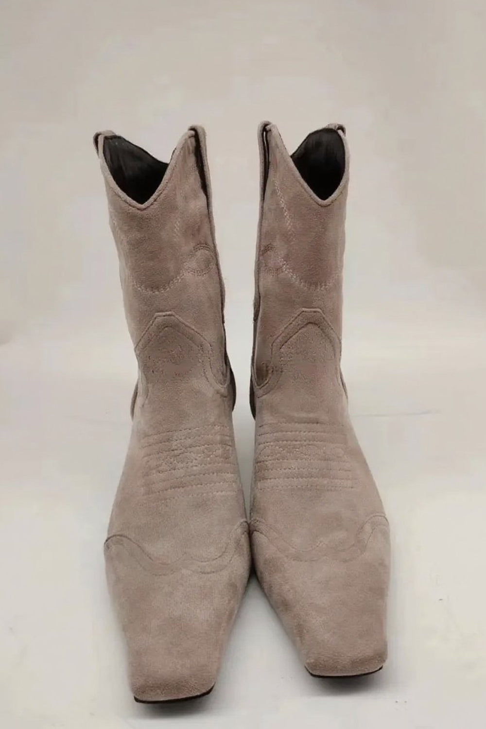 Square-toe Embroidered Ankle Boots Slip-on Suede Plus Size Autumn Winter Boots