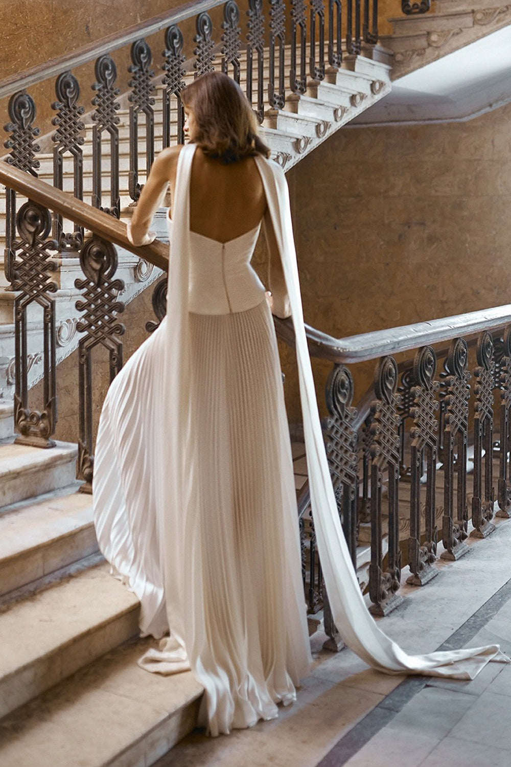 Two Piece White Strapless A-line Pleating Skirt Wedding Dresses, CW0438