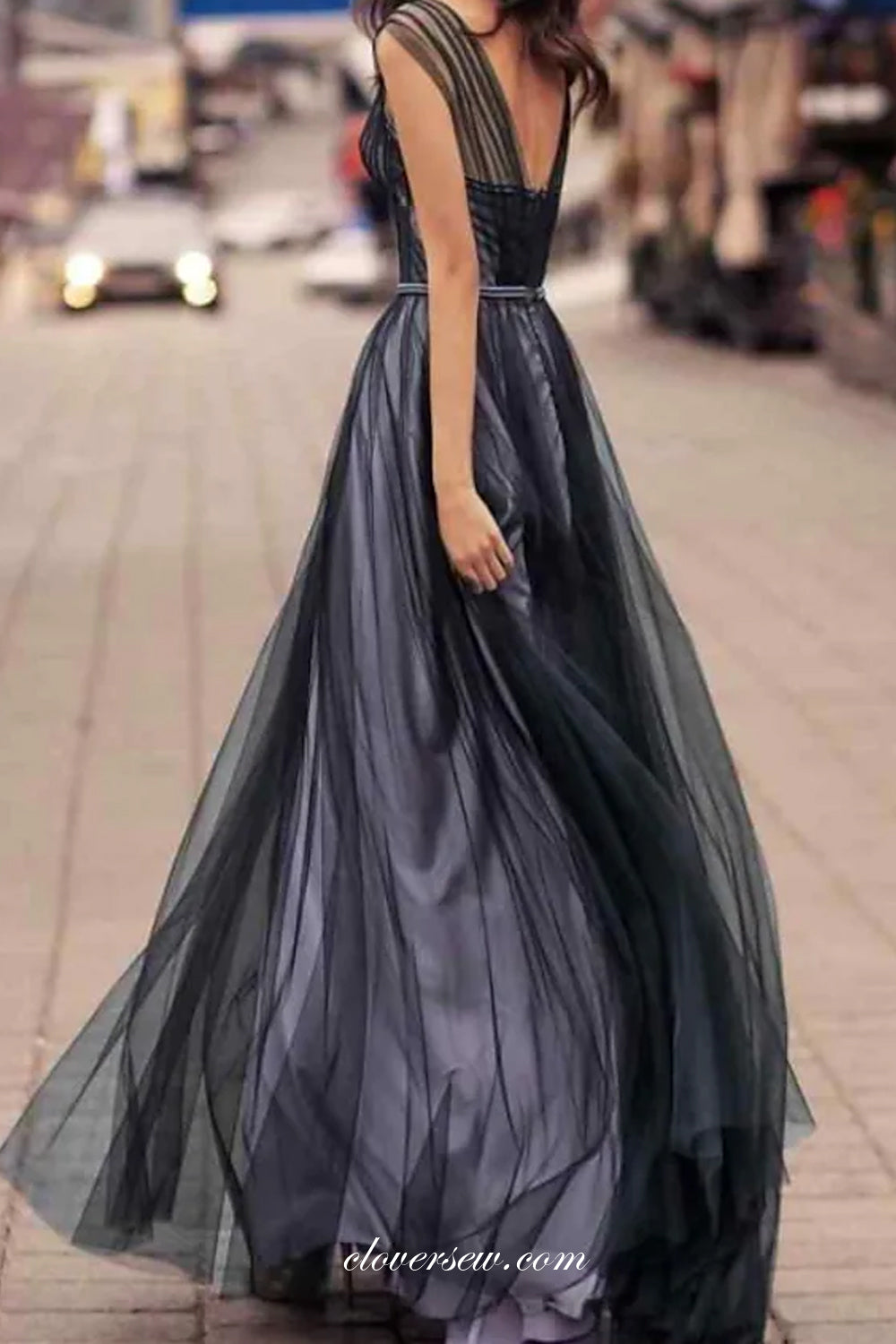 Black Tulle Pleating Sleeveless Sweetheart A-line Fashion Dresses, CP0728