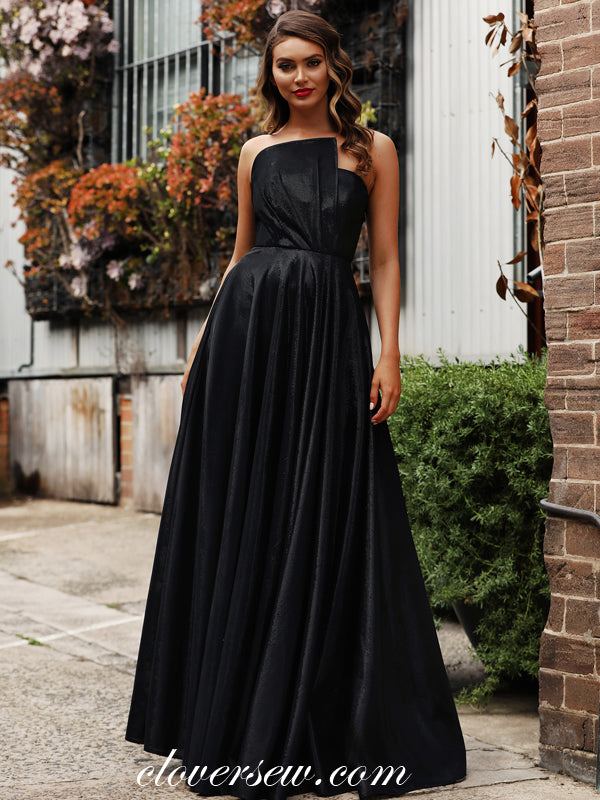 Black Sparkly Organza Strapless Prom Dresses, CP0028 clover sew Black Sparkly Organza Strapless Prom Dresses, CP0028 clover sew