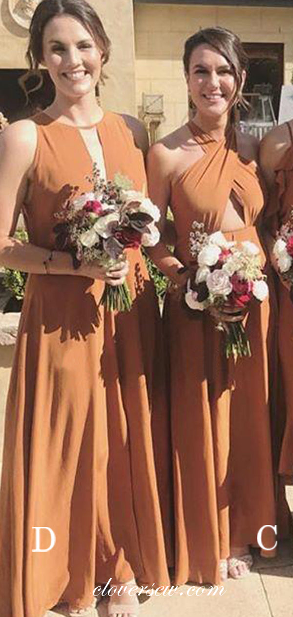 Burnt Orange Mismatched Boho Wedding Party Bridesmaid Dresses, CB0123