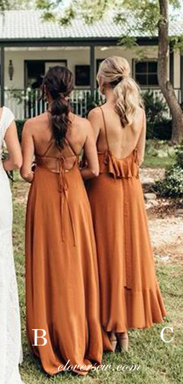 Burnt Orange Mismatched Boho Wedding Party Bridesmaid Dresses, CB0123