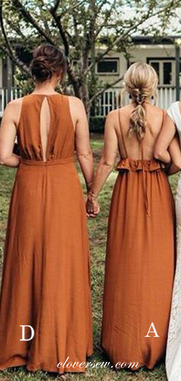 Burnt Orange Mismatched Boho Wedding Party Bridesmaid Dresses, CB0123