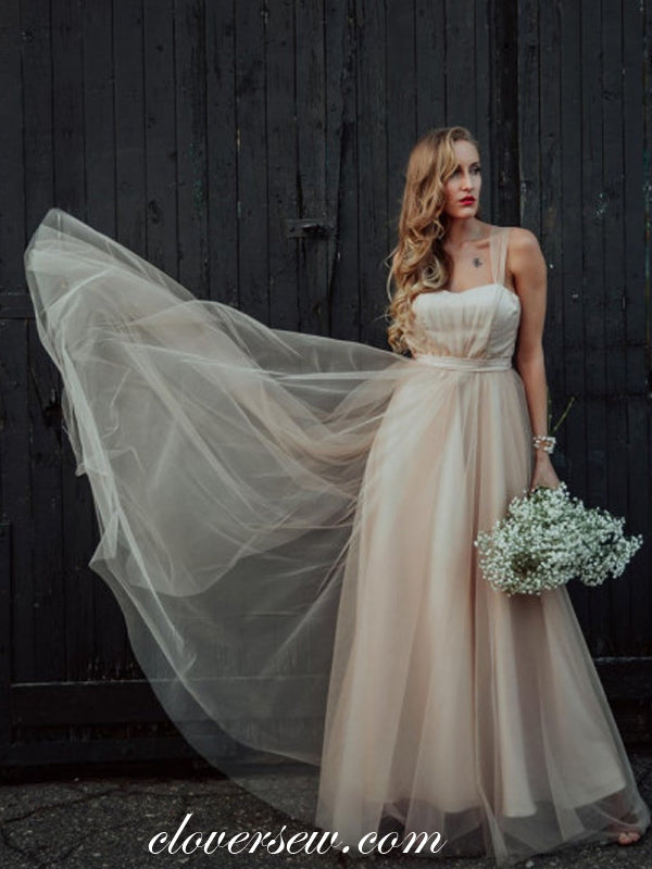 Champagne Tulle Convertible Sweetheart A-line Wedding Dresses, CW0218 clover sew Champagne Tulle Convertible Sweetheart A-line Wedding Dresses, CW0218 clover sew