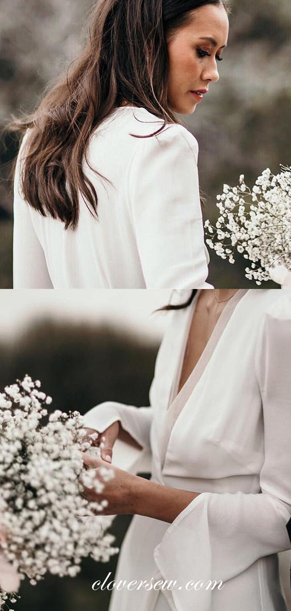 Chiffon Long Sleeves Charming Boho Wedding Dresses, CW0204