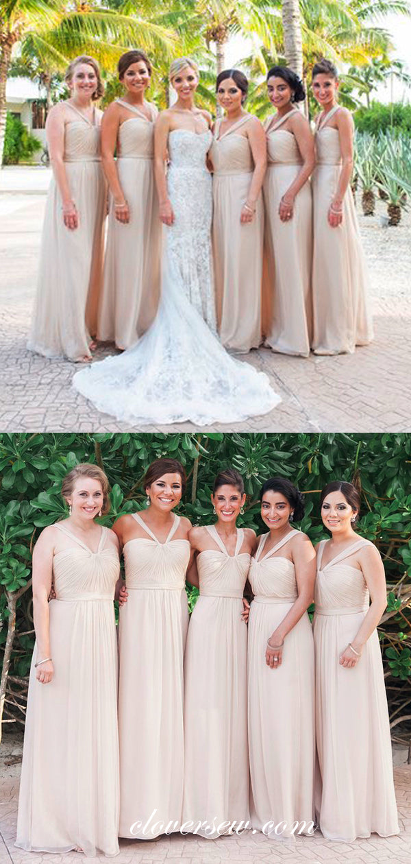 Chiffon Halter Sweetheart Long Bridesmaid Dresses, CB0031