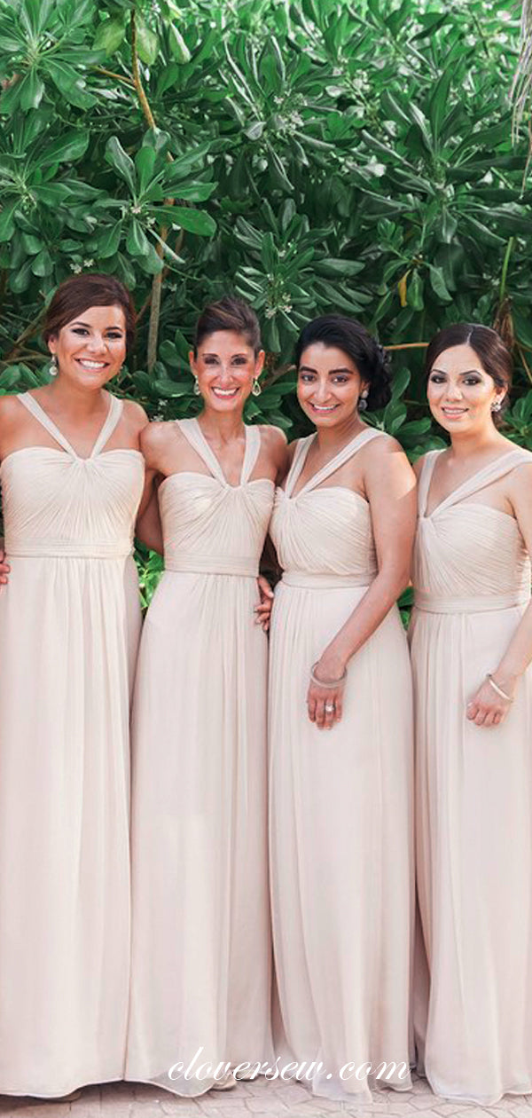 Chiffon Halter Sweetheart Long Bridesmaid Dresses, CB0031