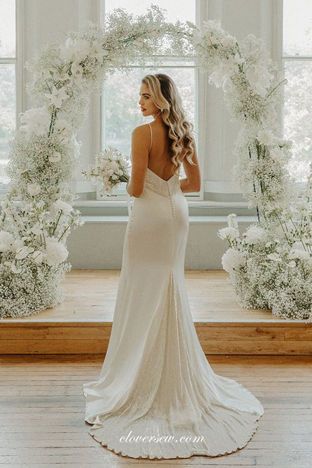 Disattached Sleeves Lace Chiffon Charming Mermaid Wedding Dresses, CW0296