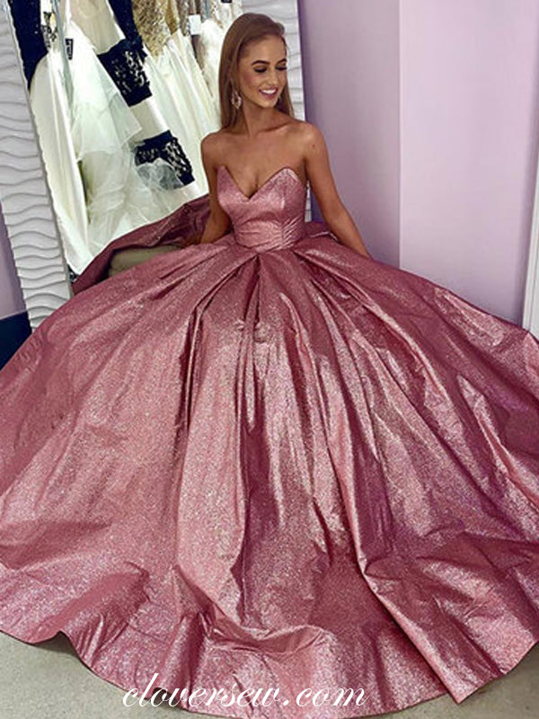Dusty Rose Shiny Satin Sweetheart Strapless Prom Dresses, CP0128 clover sew Dusty Rose Shiny Satin Sweetheart Strapless Prom Dresses, CP0128 clover sew