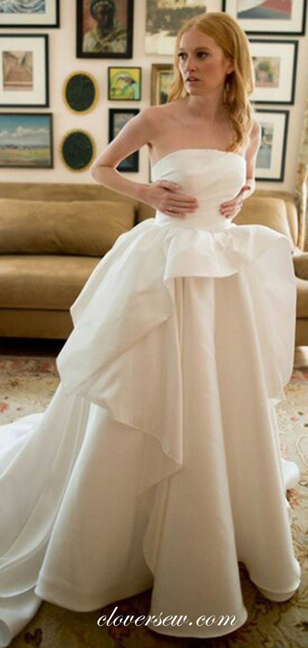 Fashion Satin Strapless Ruffles Ball Gown Wedding Dresses,CW0143