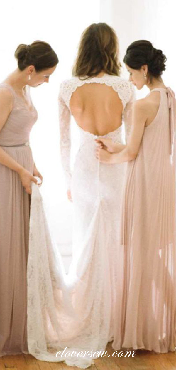 Fully Lace Long Sleeves Open Back Mermaid Wedding Dresses,CW0130
