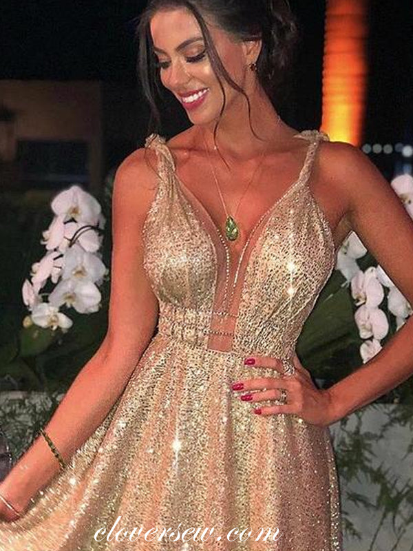 Gold Shiny Sequin Tulle A-Line Sleeveless Prom Dresses,CP0400 US8 / Custom Color(Leaving A note) Gold Shiny Sequin Tulle A-Line Sleeveless Prom Dresses,CP0400 US8 / Custom Color(Leaving A note)