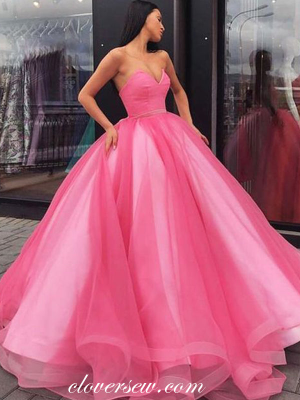 2026 Hot Pink Prom Dresses for Women Romantic Ball Gown A-Line V-Neck Sleeveless Floor-Length Tulle Formal Evening Gowns with Belt 2026 Hot Pink Prom Dresses for Women Romantic Ball Gown A-Line V-Neck Sleeveless Floor-Length Tulle Formal Evening Gowns with Belt