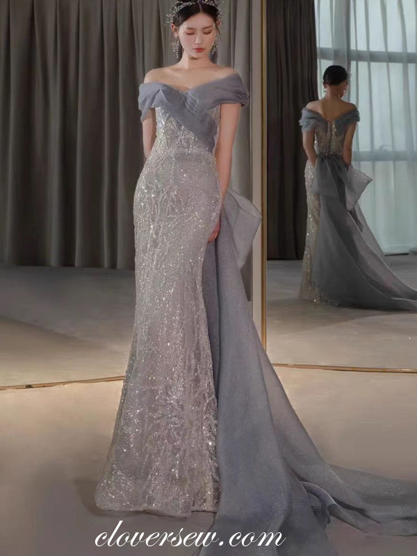 Ice Blue Sparkly Beading Tulle Mermaid Stunning Evening Dresses, CP0848 US8 / Custom Color(leaving a note) Ice Blue Sparkly Beading Tulle Mermaid Stunning Evening Dresses, CP0848 US8 / Custom Color(leaving a note)