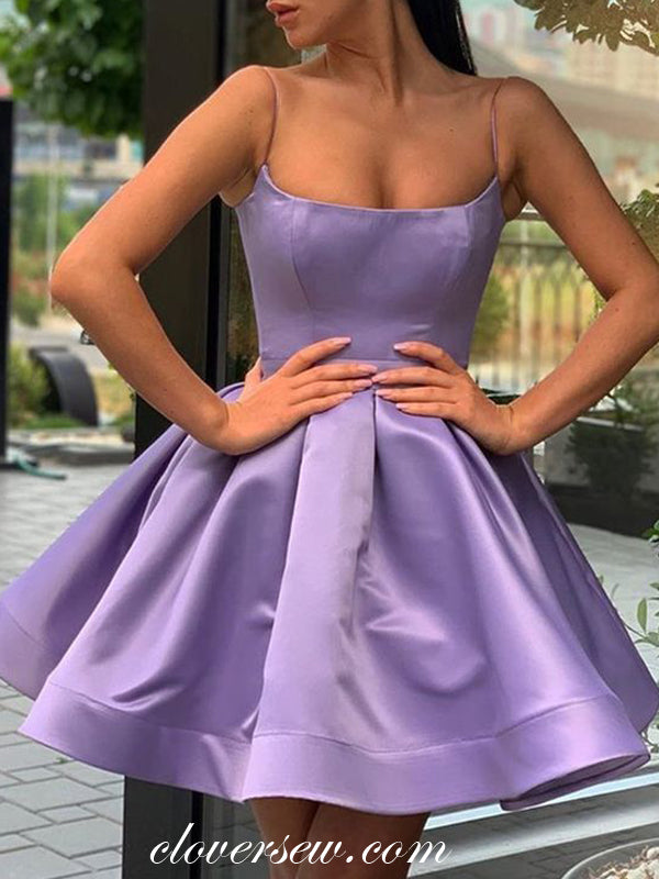 Lilac Satin Spaghetti Strap Short Homecoming Dresses, CH0024 clover sew Lilac Satin Spaghetti Strap Short Homecoming Dresses, CH0024 clover sew