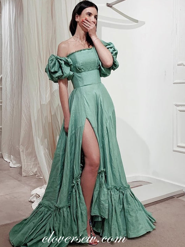 Mint Green Off The Shoulder Lantern Sleeves A-line Prom Dresses ,CP030 clover sew Mint Green Off The Shoulder Lantern Sleeves A-line Prom Dresses ,CP030 clover sew
