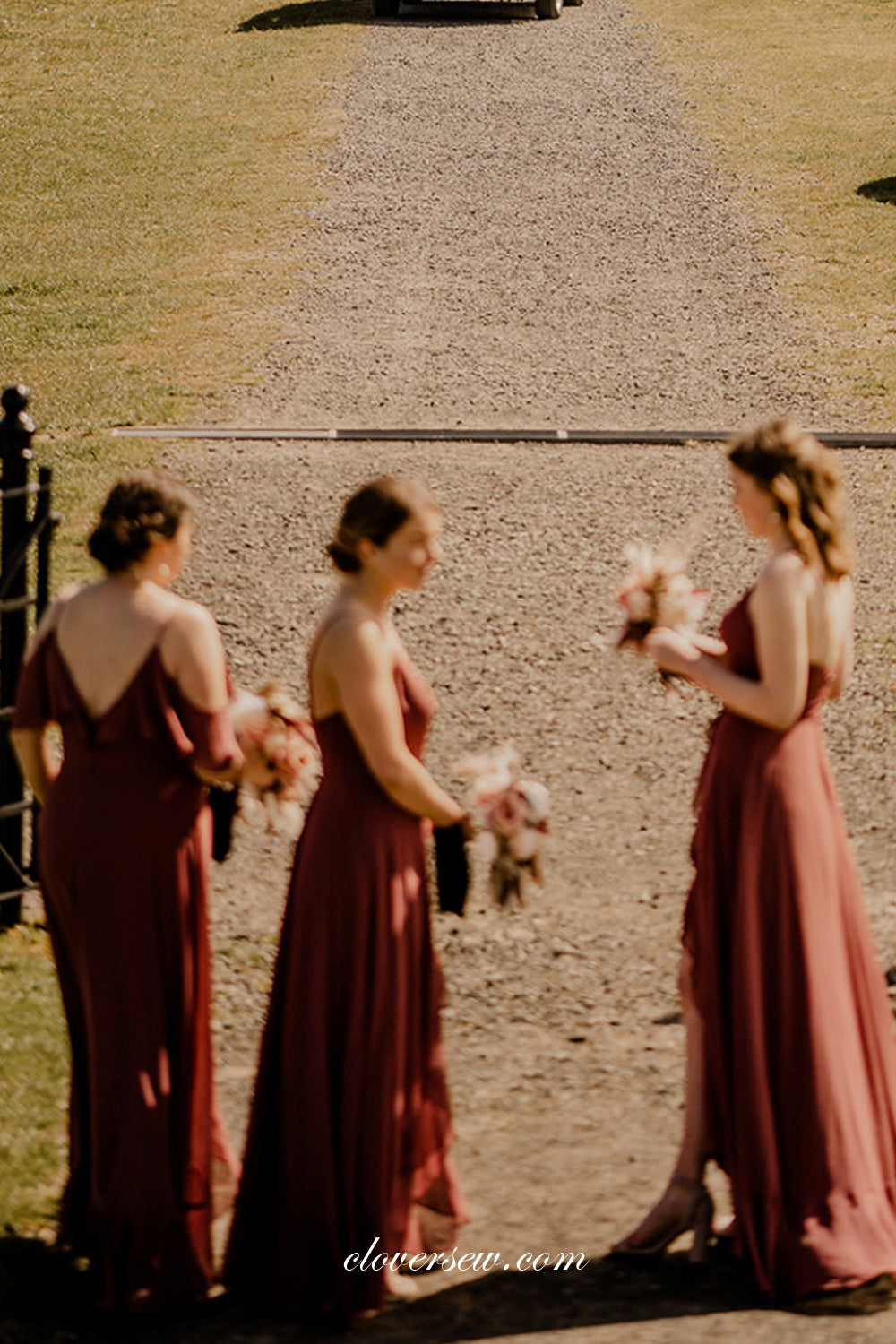 Mismatched Spaghetti Strap High Low Chiffon Bridesmaid Dresses, CB0273
