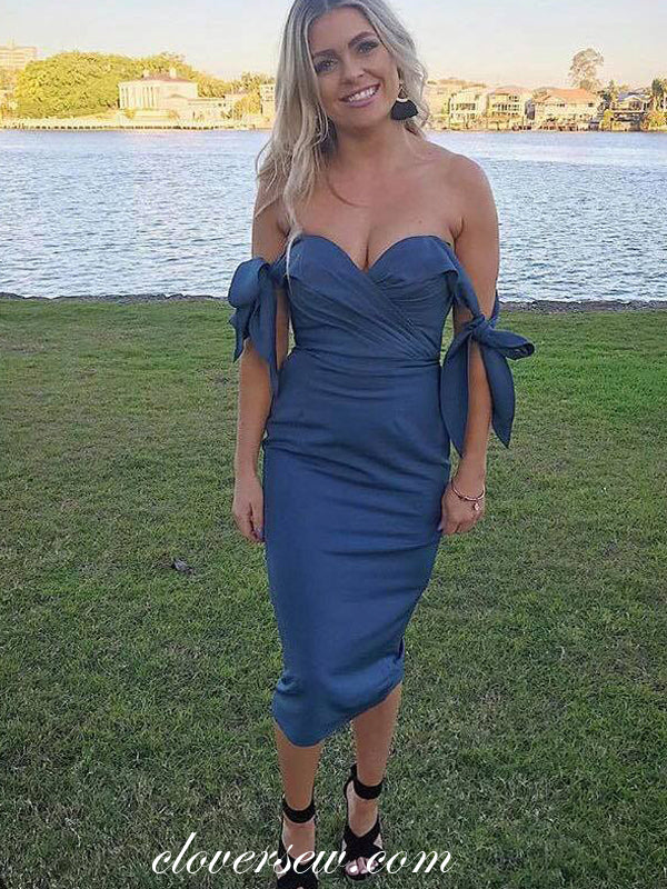 Navy Convertible Off The Shoulder Sweetheart Sheath Short Bridesmaid D clover sew Navy Convertible Off The Shoulder Sweetheart Sheath Short Bridesmaid D clover sew