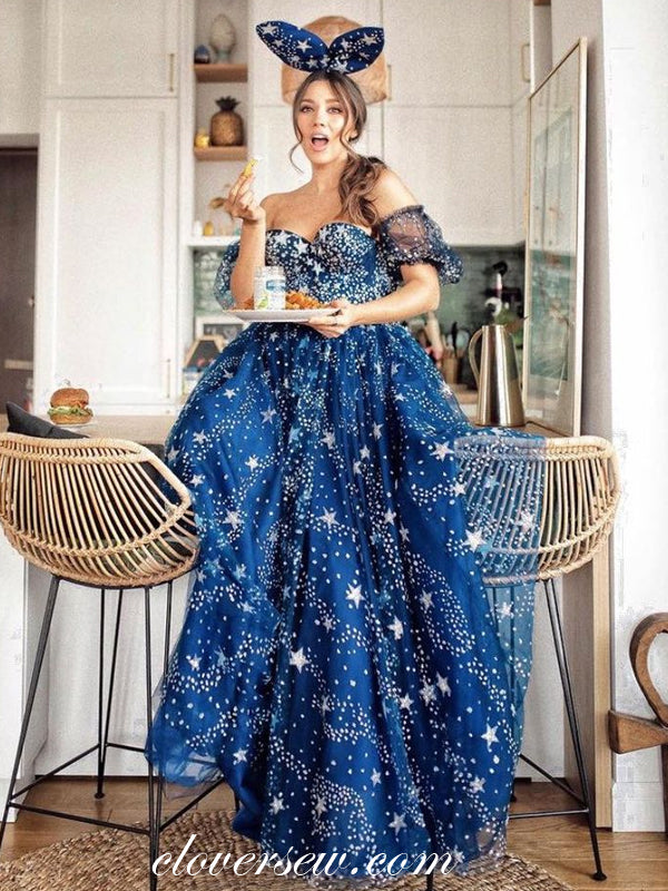 Starry Formal Dress Charming Navy Blue Starry Sky Evening Dresses 2019 A Line Princess Starry Formal Dress Charming Navy Blue Starry Sky Evening Dresses 2019 A Line Princess