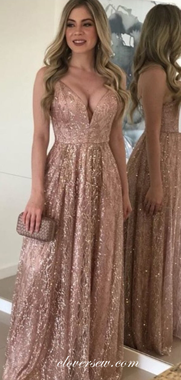 Nude Shiny Sequined Tulle Fashion Prom Dresses, CP0605