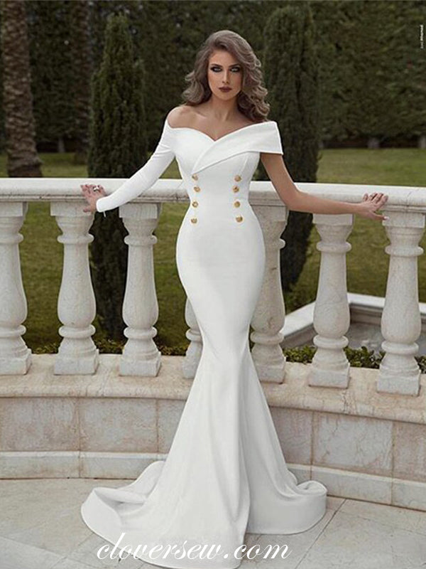 Off The Shoulder Long Sleeves Mermaid Fashion Wedding Dresses,CW0157 clover sew Off The Shoulder Long Sleeves Mermaid Fashion Wedding Dresses,CW0157 clover sew