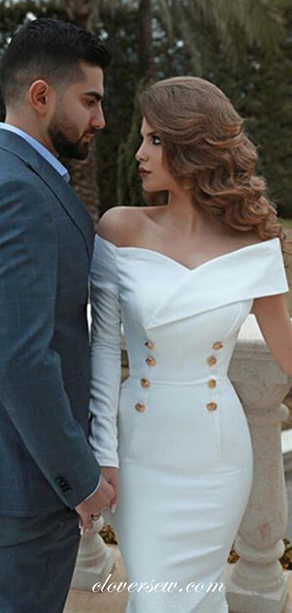 Off The Shoulder Long Sleeves Mermaid Fashion Wedding Dresses,CW0157