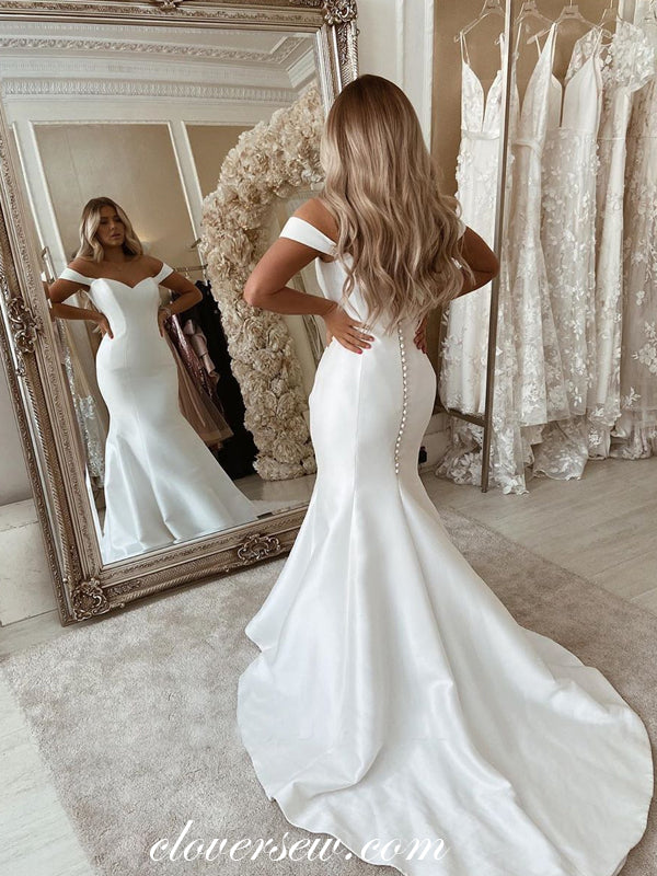 Off The Shoulder Mermaid Sweep Train Wedding Dresses, CW0185 US14 / As Pic Off The Shoulder Mermaid Sweep Train Wedding Dresses, CW0185 US14 / As Pic