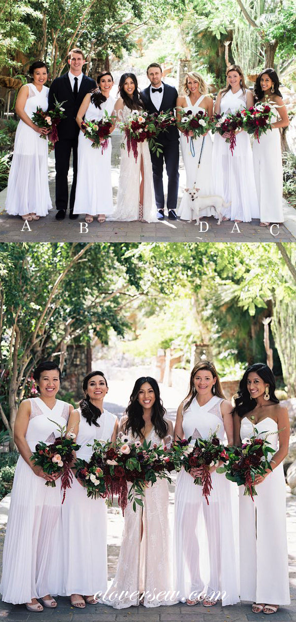 Off White Chiffon See Through Mismatched Bridesmaid Dresses, CB0040