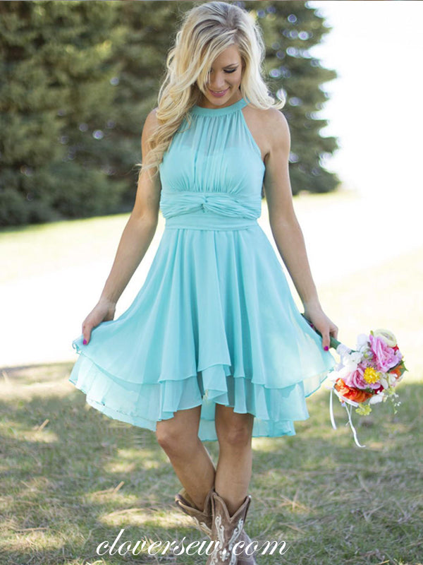 Pale Blue Chiffon Pleating Waistline A-line Short Bridesmaid Dresses,C clover sew Pale Blue Chiffon Pleating Waistline A-line Short Bridesmaid Dresses,C clover sew