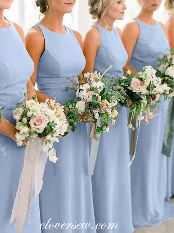 Pale Blue Round Neck Sleeveless Sheath Column Bridesmaid Dresses ,CB01 clover sew Pale Blue Round Neck Sleeveless Sheath Column Bridesmaid Dresses ,CB01 clover sew