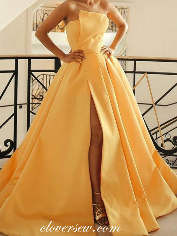 pastel yellow satin prom dress Faviana Stretch Satin Long Prom Dress 11052 Lemon Yellow / 00