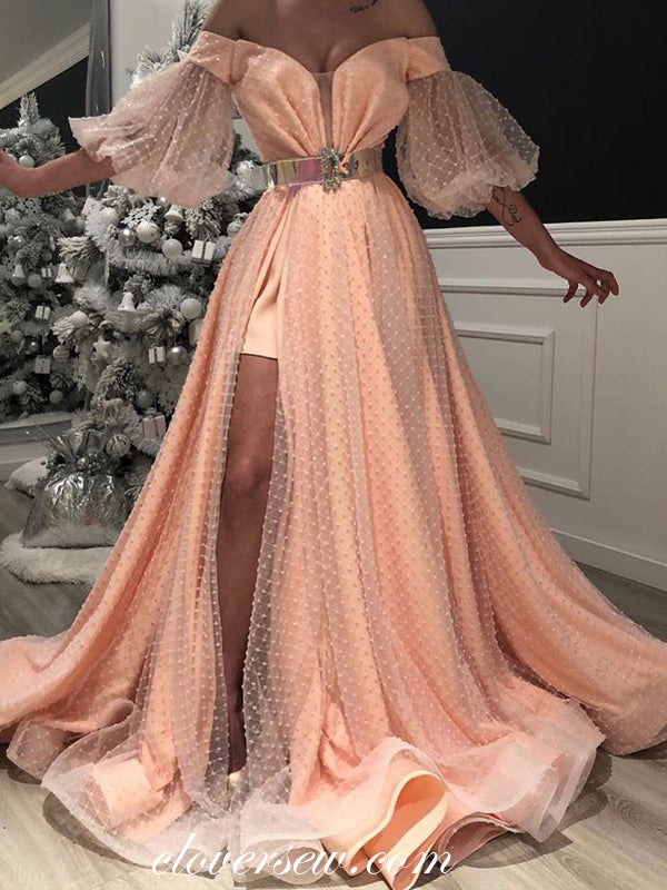 lantern sleeve prom dress Lantern Sleeves Sweetheart Neck Mermaid Hem Blue Prom Dress XH2203