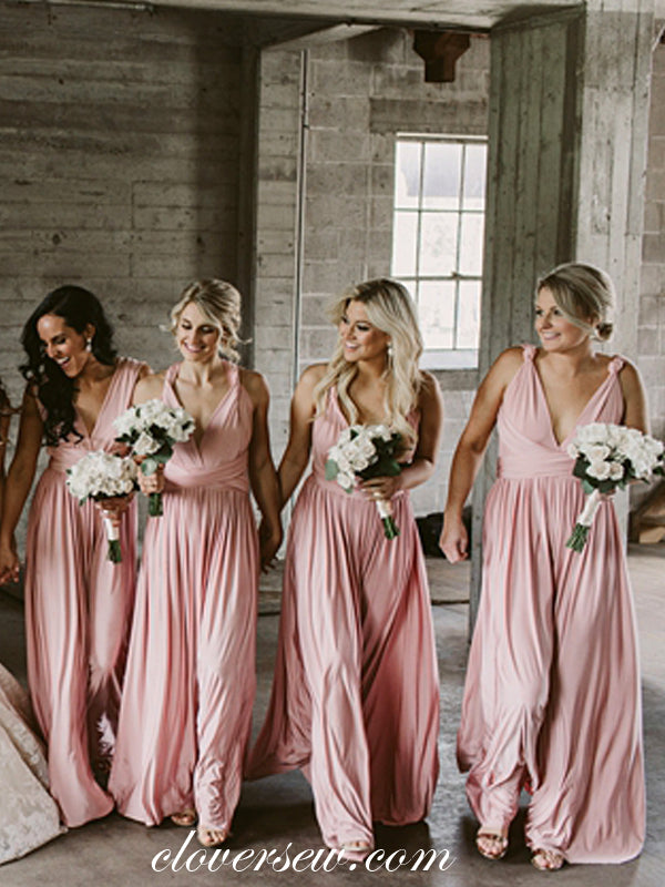 Pink Jersey Convertible Fashion Column Long Bridesmaid Dresses , CB0084 Pink Jersey Convertible Fashion Column Long Bridesmaid Dresses , CB0084
