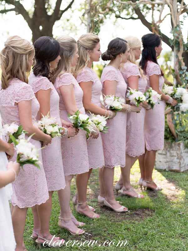 pink knee length bridesmaid dresses Light Pink Bridesmaid Dresses,Knee Length Bridesmaid Dress,Elegant Bridesmaid Dress,BD00255, US16W / Dark Navy