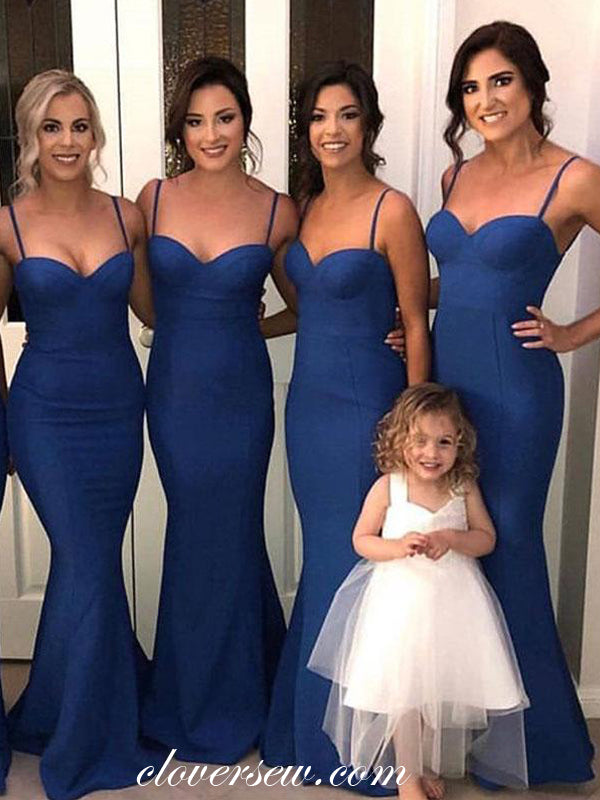 Royal Blue Satin Spaghetti Strap Mermaid Bridesmaid Dresses,CB0101 clover sew Royal Blue Satin Spaghetti Strap Mermaid Bridesmaid Dresses,CB0101 clover sew