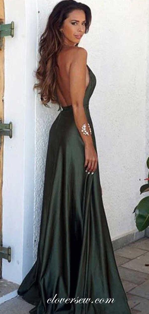 Sexy V-neck Halter High Slit Backless Evening Dresses, CP0630
