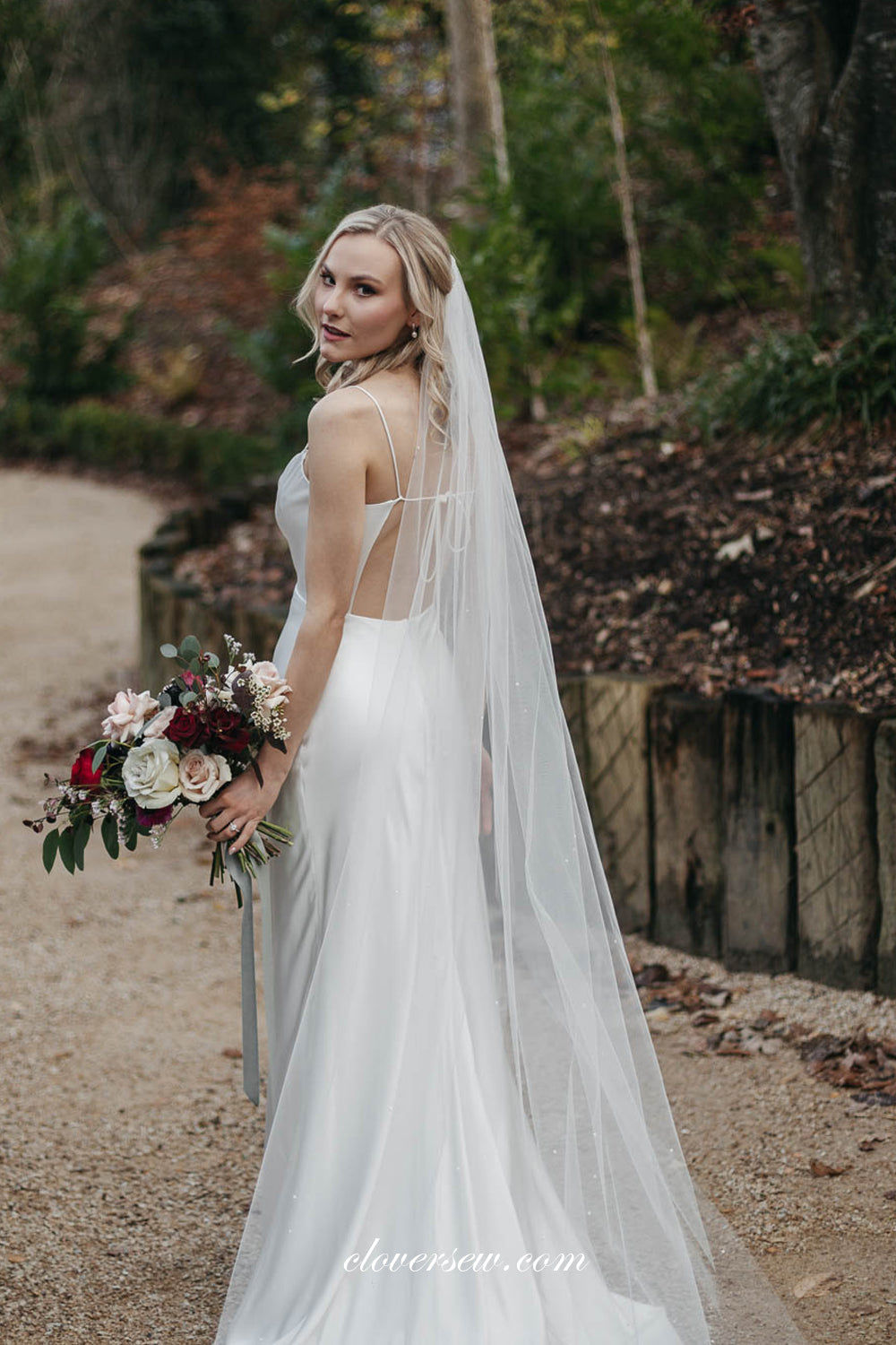 Sheath Spaghetti Strap Simple Elegant Wedding Dresses, CW0315