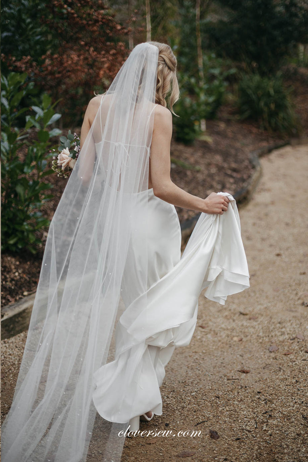Sheath Spaghetti Strap Simple Elegant Wedding Dresses, CW0315