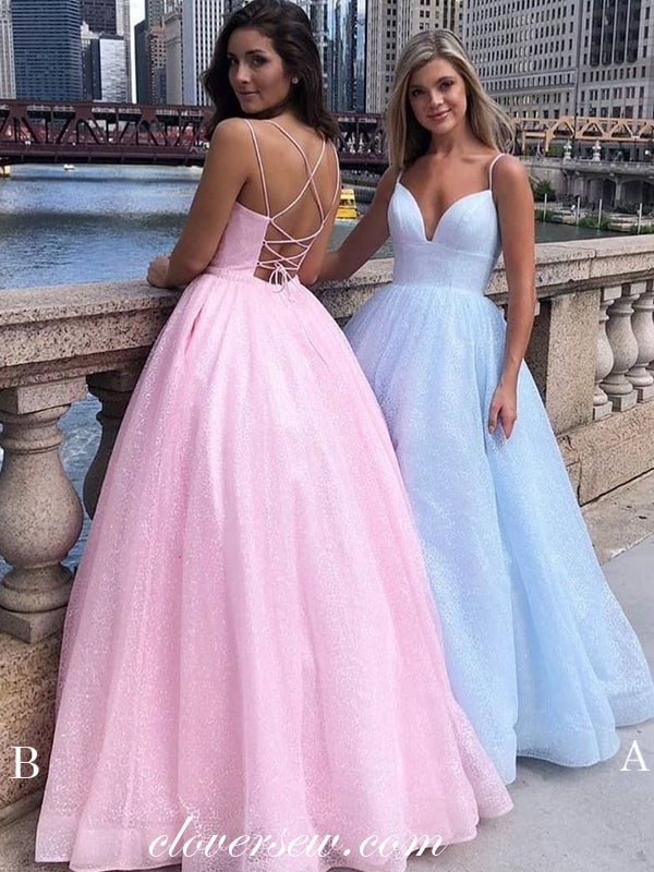 prom dresses chicago Shiny Sequin Tulle Spaghetti Strap Lace Up Back Prom Dresses,CP0274 US14 / Custom Color(leaving a note)