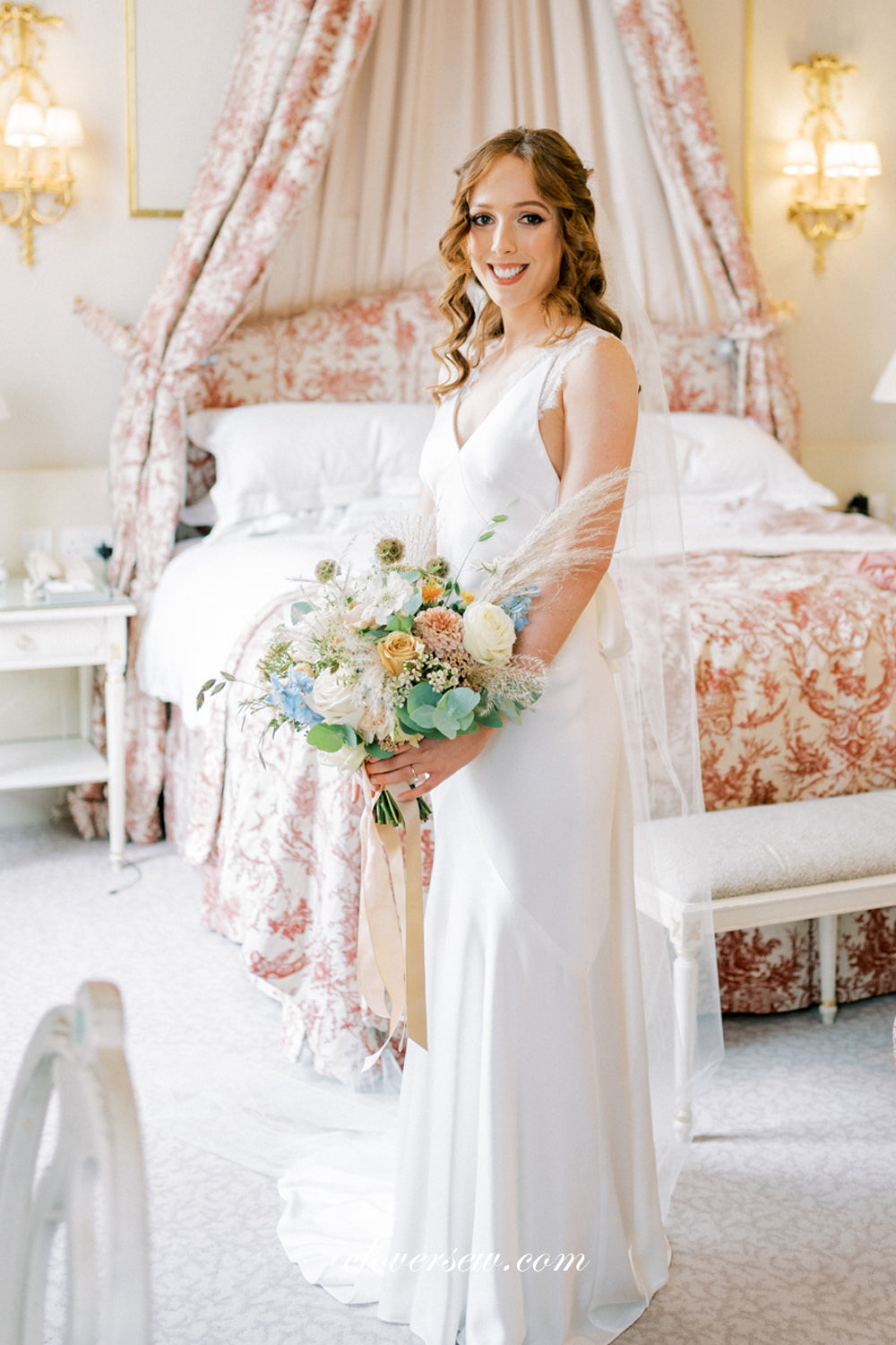 Silk Satin Lace Off White Sheath Sleevess Simple Wedding Dresses, CW0328