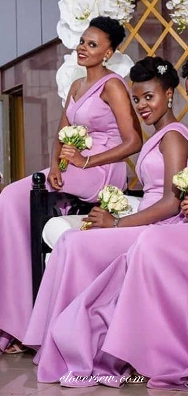 Sweetheart One Shoulder Satin Mermaid Elegant Bridesmaid Dresses, CB0210