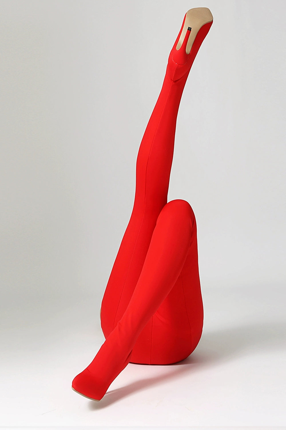 46 Plus Size Pointed-toe Stretch Stiletto Red Legging Boots