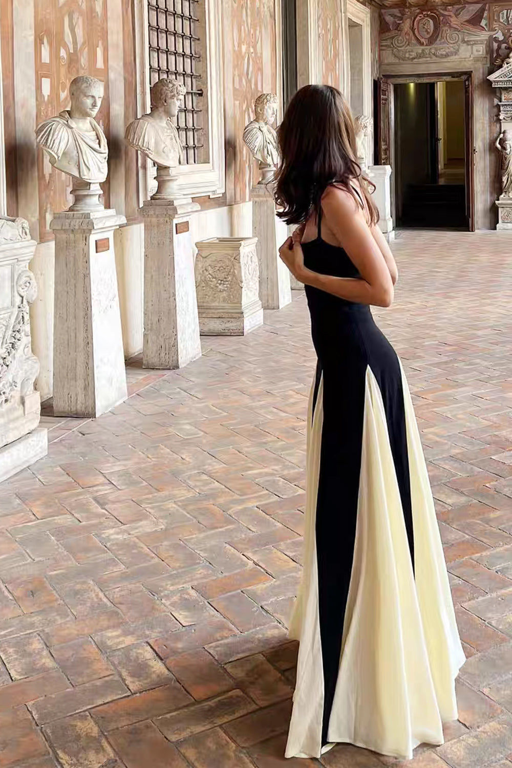 Black And White Charming A-line Spaghetti Strap Dresses, CP1061