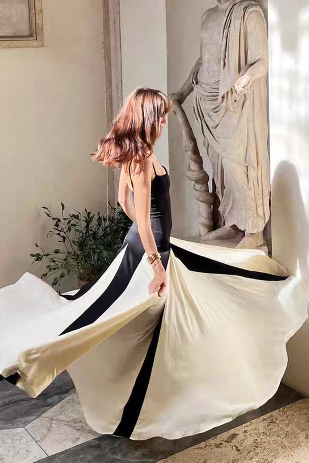 Black And White Charming A-line Spaghetti Strap Dresses, CP1061