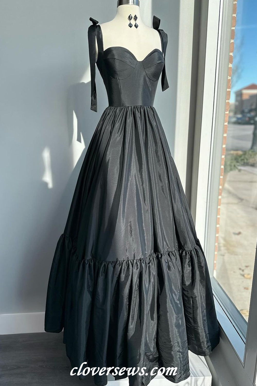 Simple Sweetheart Neck Black Satin Long Prom Dresses, Long Black Formal Graduation Evening Dresses, US 12 / Custom Color / No Rush Simple Sweetheart Neck Black Satin Long Prom Dresses, Long Black Formal Graduation Evening Dresses, US 12 / Custom Color / No Rush